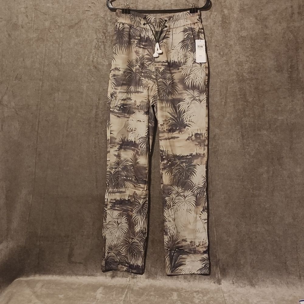 GUESS Lidia Printed Pants Caribe Breath Green Combo Small - Picture 2 of 5